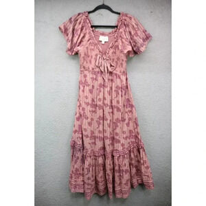 Cleobella Ashlyn Organic Cotton Midi Dress-Size Small-Batik Print-Stretchy